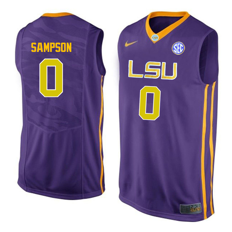 Men LSU Tigers #0 Brandon Sampson College Basketball Jerseys-Purple - Click Image to Close